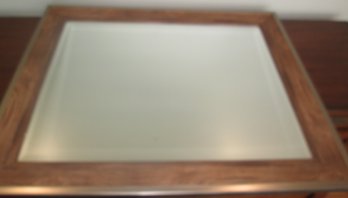 Rectangle Mirror With Polished Nickel & Wood Frame