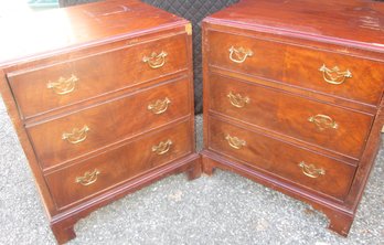 Matching Three Drawer Wooden Night Stands By Henredor