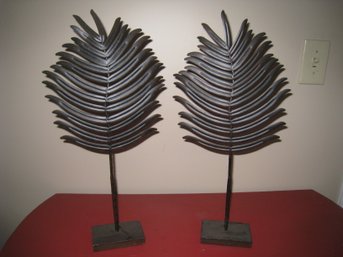 Pair  Metallic Fern Leaves