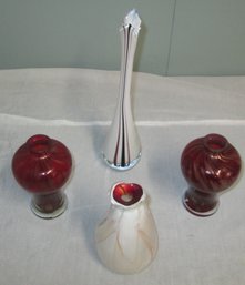 Festive Red And White Designer Art Glass Vases