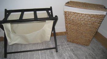 Rattan Hamper And Suitcase Rack