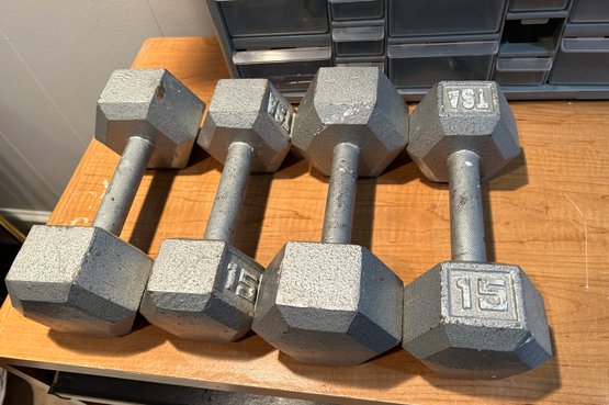 Two Sets Of 15 Pound Handweights