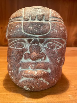 Carved Clay Head Sculpture.  5