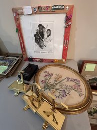 Vintage Needlepoint Artwork, Bernie Mac Show Autograph , Mini Cassette Recorder, JOY Stocking Holders