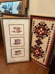 Needlepoint Wallart, Tea Cup Prints Wall Art