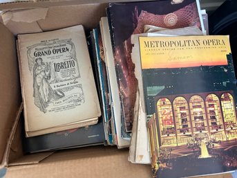 Huge Box Of 1960's Metropolitan Opera Programs, Plus Some Piano Books Circa 1960's