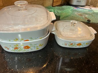 Corningware 'Wildflowers' 3 Piece Set