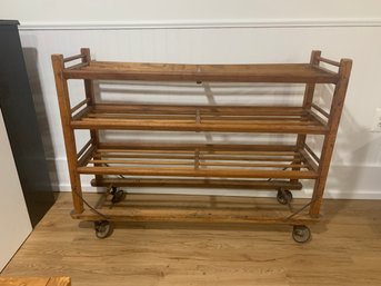 Wood Shoe Shelving On Wheels