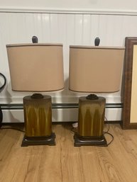 Brown Drip Glaze Table Lamps (2)