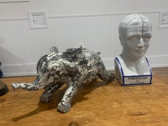 Decorative Elephant And Phrenology Head