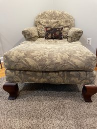 Key City Upholstered Tan Floral Chair And Ottoman