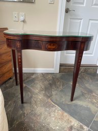 Antique 5 Leg Inlaid Console Extension Card Table