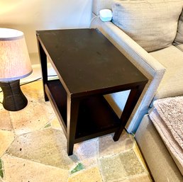 Dark Brown Wood Two Tier Side Table