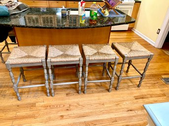 Four Rattan Counter Stools By Ballard Design