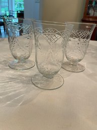 3 Crystal Footed Drinking Glasses