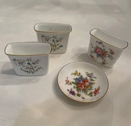 Lot Minton Bone China Toothpick Holders And Mint Dish.  Some Harlow Pattern