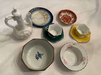 Lot Porcelain And  China Items.  Small Dishes, Rosenthal Demitasse,  Oil Decanter