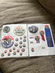 John F Kennedy &  Lyndon Baines Johnson  Political Pins