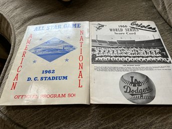 American NationalAmerican National All-Star 1962 Official Program And 1966 World Series Scorecard