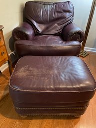 Brown Leather Chair And Ottoman By Hancock And Moore