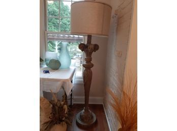 Contemporary All Wood Tall Floor Lamp With Shade