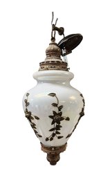 BF Vintage Carl Falkenstein Iridescent Opal Milk Glass Hollywood Regency Pendant Light Locust Valley Pick Up