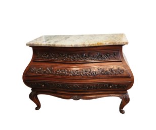 JK Vintage Commode With Carved Drawers And Marble Top - Port Washington Pick Up