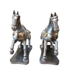 JK Decorative Pair Of Pewter Tang Horses With Gold Details - Port Washington Pick Up