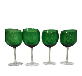 JK Emerald Green Balloon Wine Glasses Set Of 4 - Port Washington Pick Up