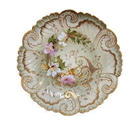RS Antique Hand Painted Rose And Orchid Limoges Serving Dish  - Locust Valley Pick Up