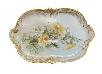 RS Antique Hand Painted Limoges Chrysanthemum Tray Style Serving Dish - Locust Valley Pick UP