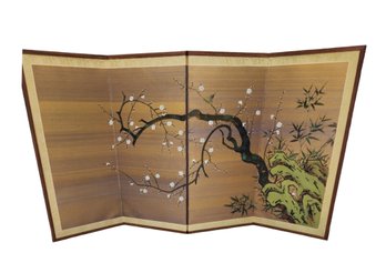 KSK Japanese Hand Painted On Silk 4 Panel Screen - LOCUST VALLEY PICK UP