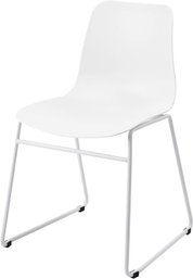 Set Of 4 Minimalist Flexible Back Comfortable Plastic Modern White Dining Chairs MSRP $298 Brand New In The Bo