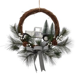 Holiday White Truck Rustic Door Christmas Wreath - New In The Box