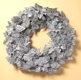 Rachel Zoe Designer Thick Glittery Silver Poinsettia Wreath MSRP $72 New In Box