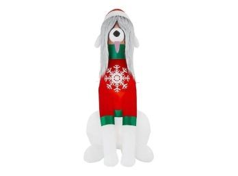 Adorable Large 6 Ft Long-Haired Dog Inflatable LED Outdoor Christmas Yard Structure MSRP $100 New In Box