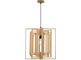 Modern Wood Pendant Light Rotatable Square 20' $90 MSRP Brand New In The Box 2 Of 2