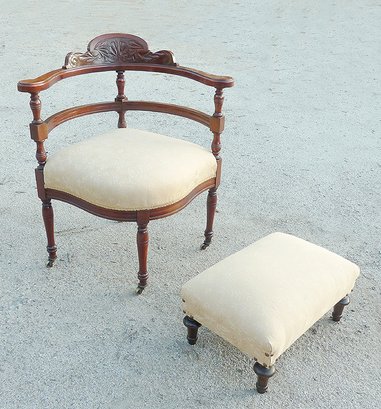 Antique Corner Chair, Ottoman