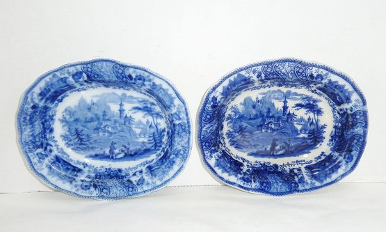 2 Antique Flo Blue Bowls