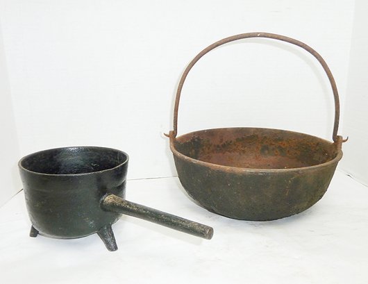 2 Vintage Cast Iron Pots