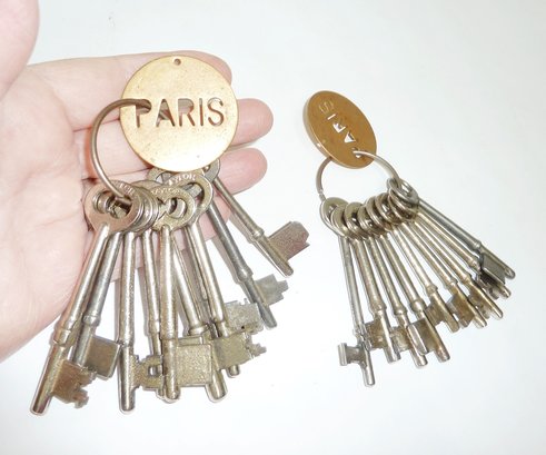 Skeleton Keys On PARIS Key Rings PAIR