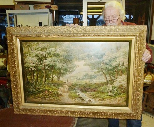 HUGE Antique Framed Art