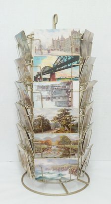 Vintage Wire Revolving Post Card Rack  Post Cards