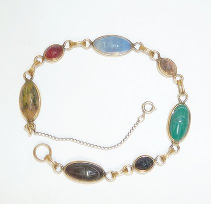 Vintage Scarab Stone GF Bracelet