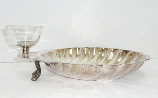 Silverplate Shell Shaped Chip & Dip Bowl