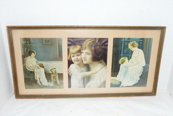 Vintage Framed Mother Child Print