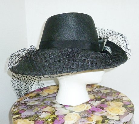 High Fashion Wide Brim Hat, Veil