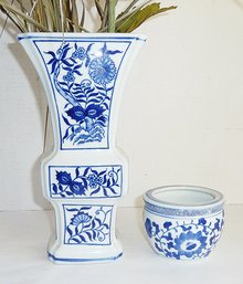 Asian Blue & White Vases PAIR