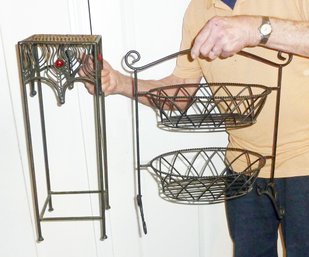Iron 2 Pc Accent Stand, Double Fruit Basket