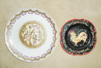2 Decorative Plates, 1 Rooster Design